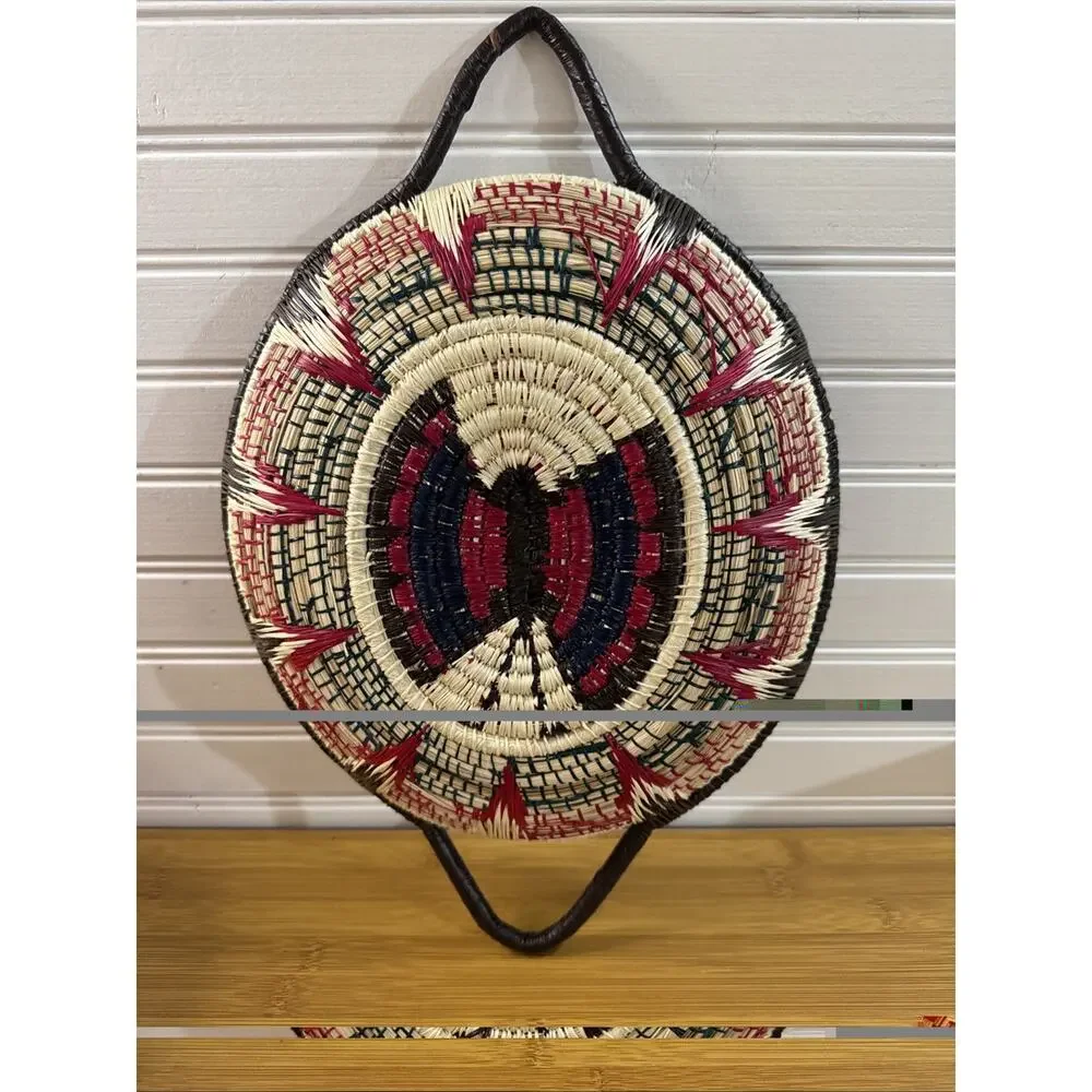 Colorful Woven Geometric Basket Bowl Decoration for Wall Hanging 15x10